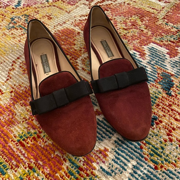 Prada Suede Ribbon Bow Loafer - Picture 1 of 15
